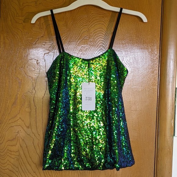 Green sequined top - Picture 1 of 6